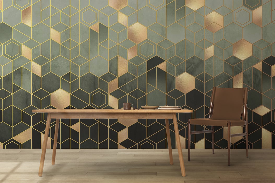 Green Gold Geometric Wallpapers for your home Giffywalls