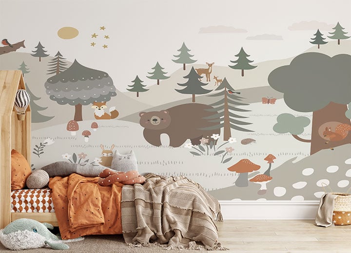 Jungle Animal Cartoon Trees Animal Wallpaper Murals Giffywalls