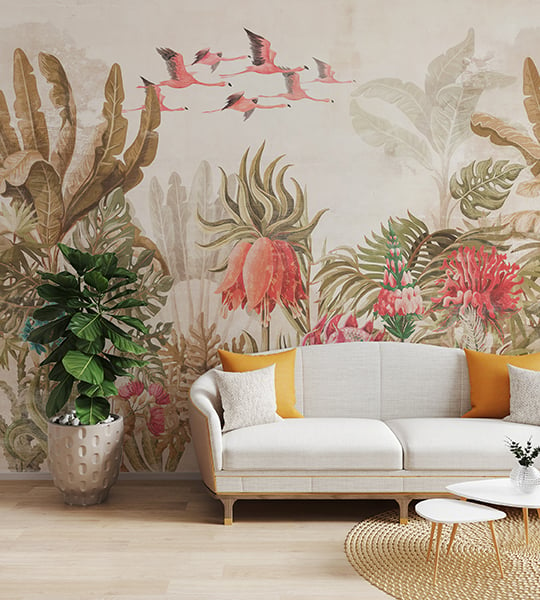 Decor Living Room with Abstract Floral Customizable Murals Giffywalls