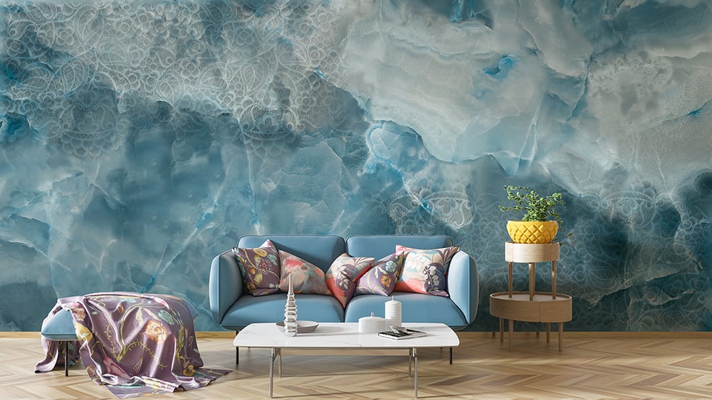 Aqua Onyx Stone Texture Marble Wallpaper Mural Giffywalls