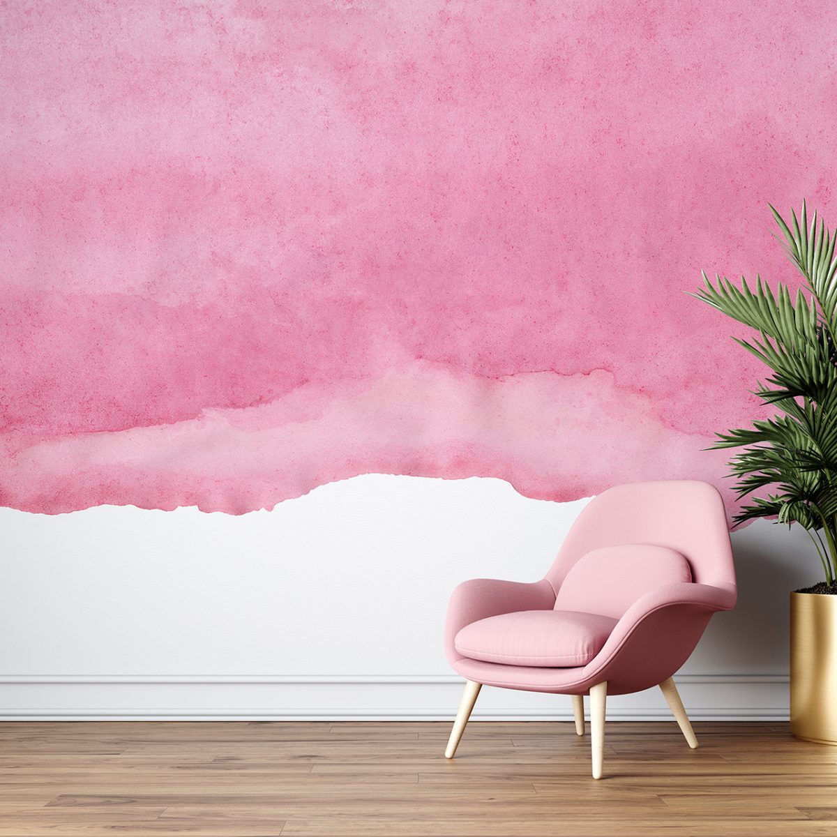 Pink Flow Watercolor Effect Wallpaper Mural