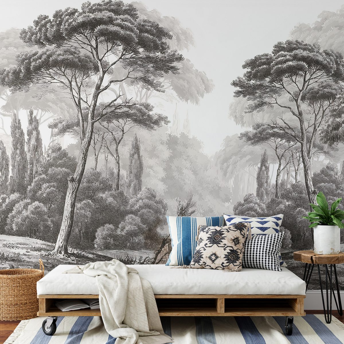 The Foggy Forest Artistic Wallpaper Mural