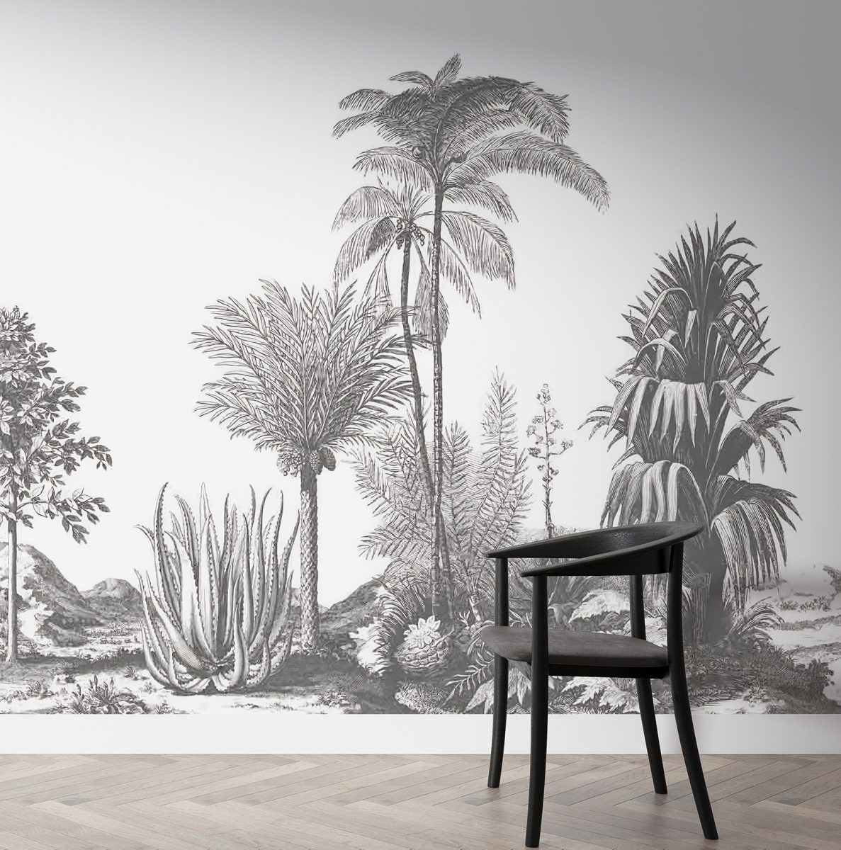 Grey Tone Tropical Serene Wallpaper Murals