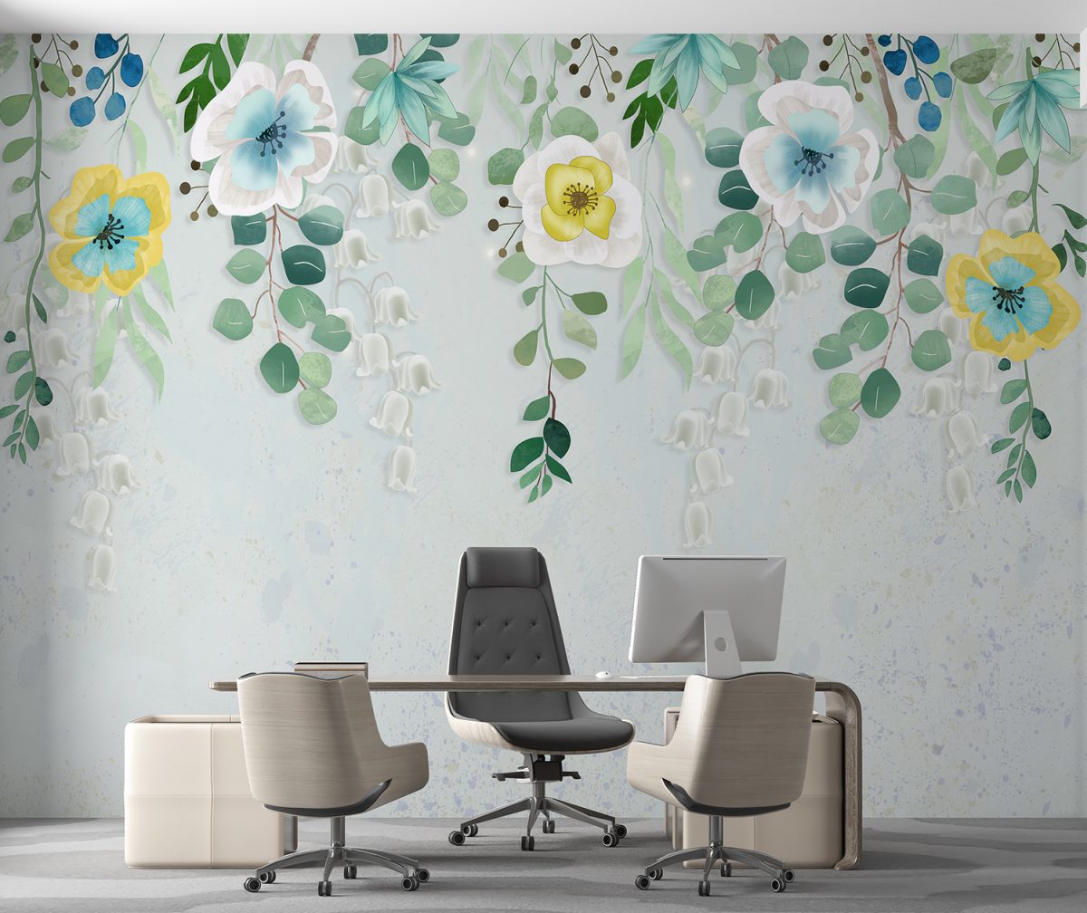 Hanging Flower Wall Wallpaper Murals