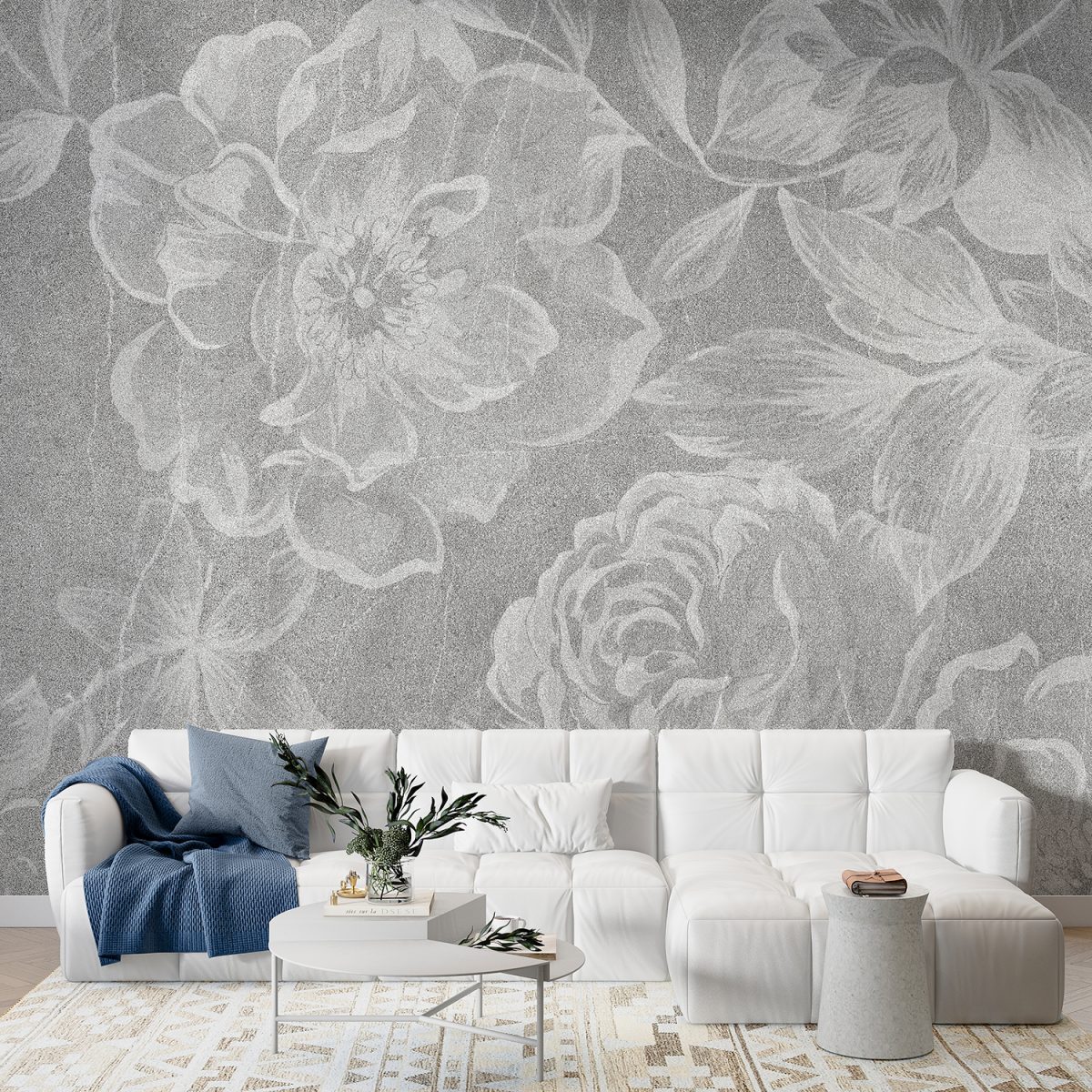 Flowers with old white Wall wallpaper