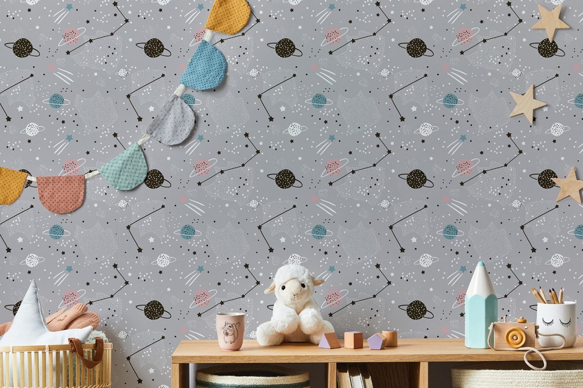 Stars and Planets Kids Room Wallpaper