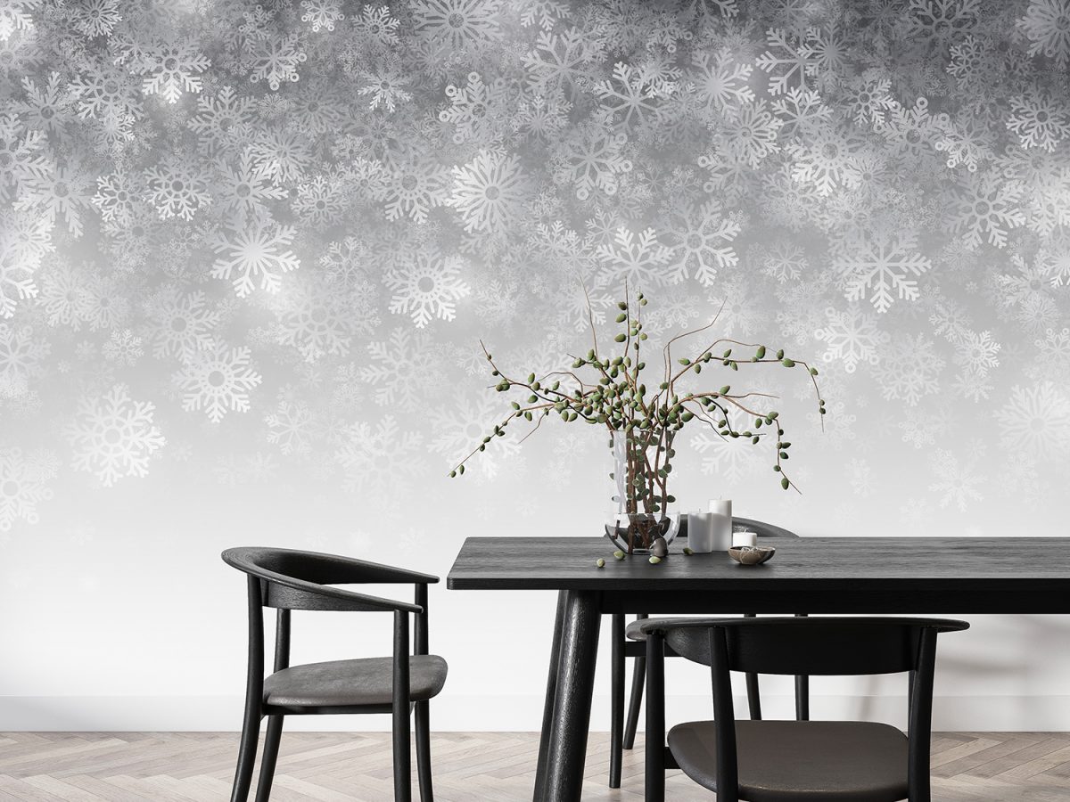 Snowflakes Gray White Color Wall Murals