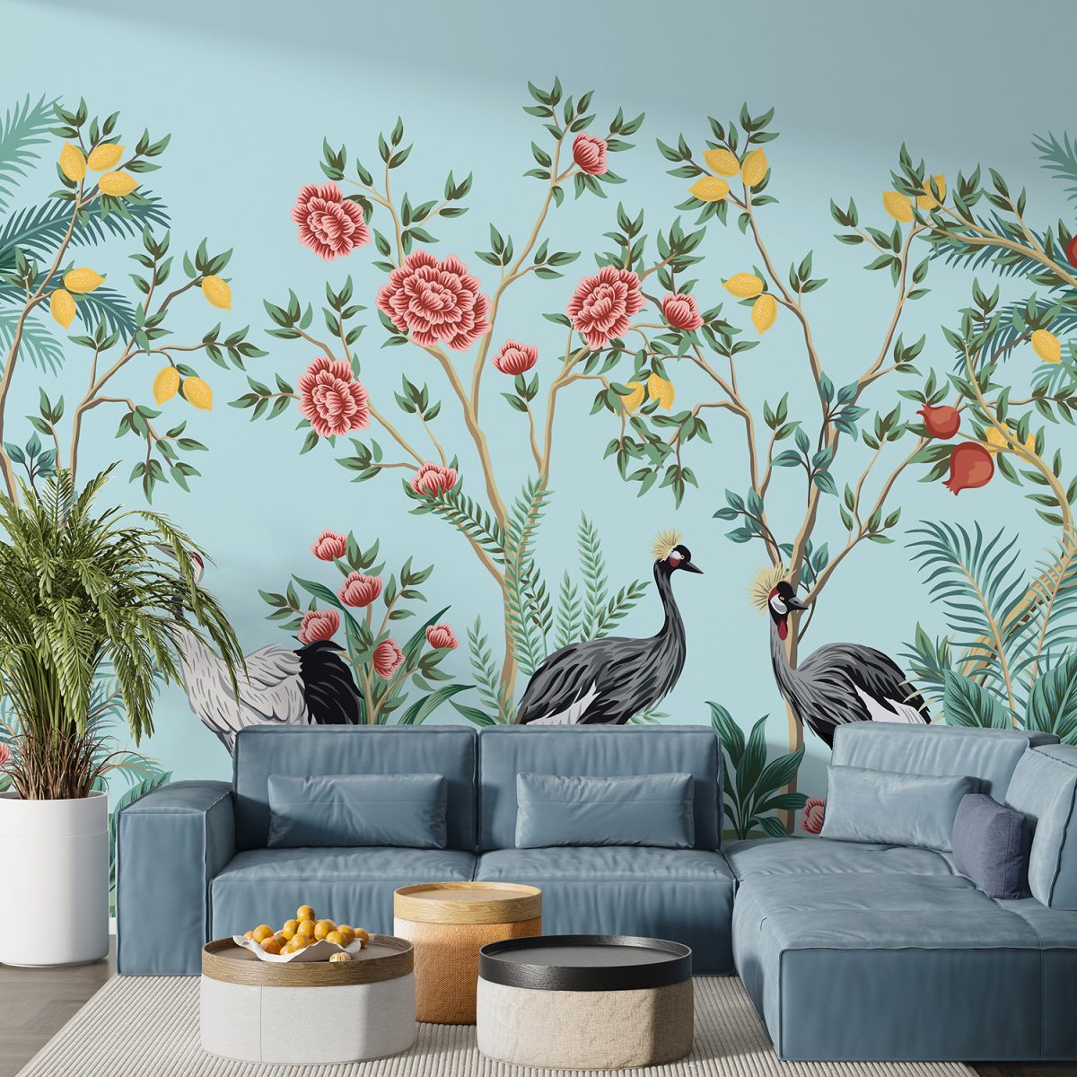 Floral Nature Living Room Wallpaper