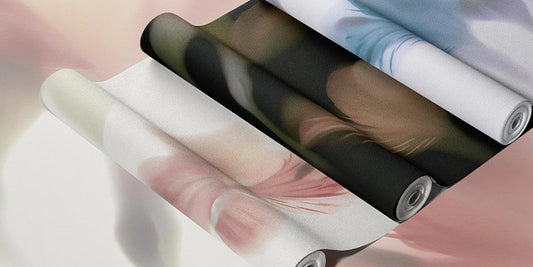 Peel and stick wallpaper installation process with adhesive backing, easy to apply and remove without mess.