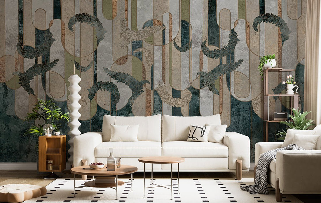 Geometric Wallpaper: Modern Living Room Ideas