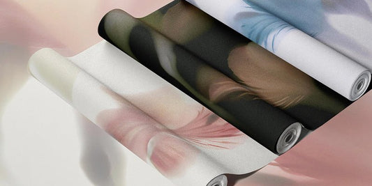 Peel and stick wallpaper installation process with adhesive backing, easy to apply and remove without mess.