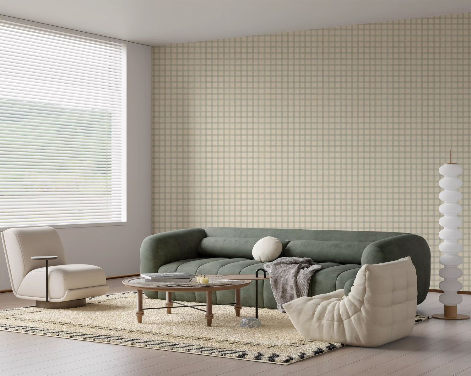 gingham wallpaper with classic woven check pattern in soft colors