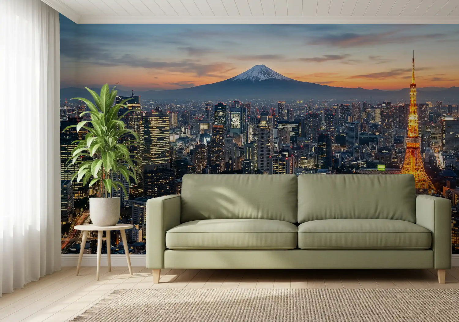 tokyo wallpaper with neon skyline and street scene murals