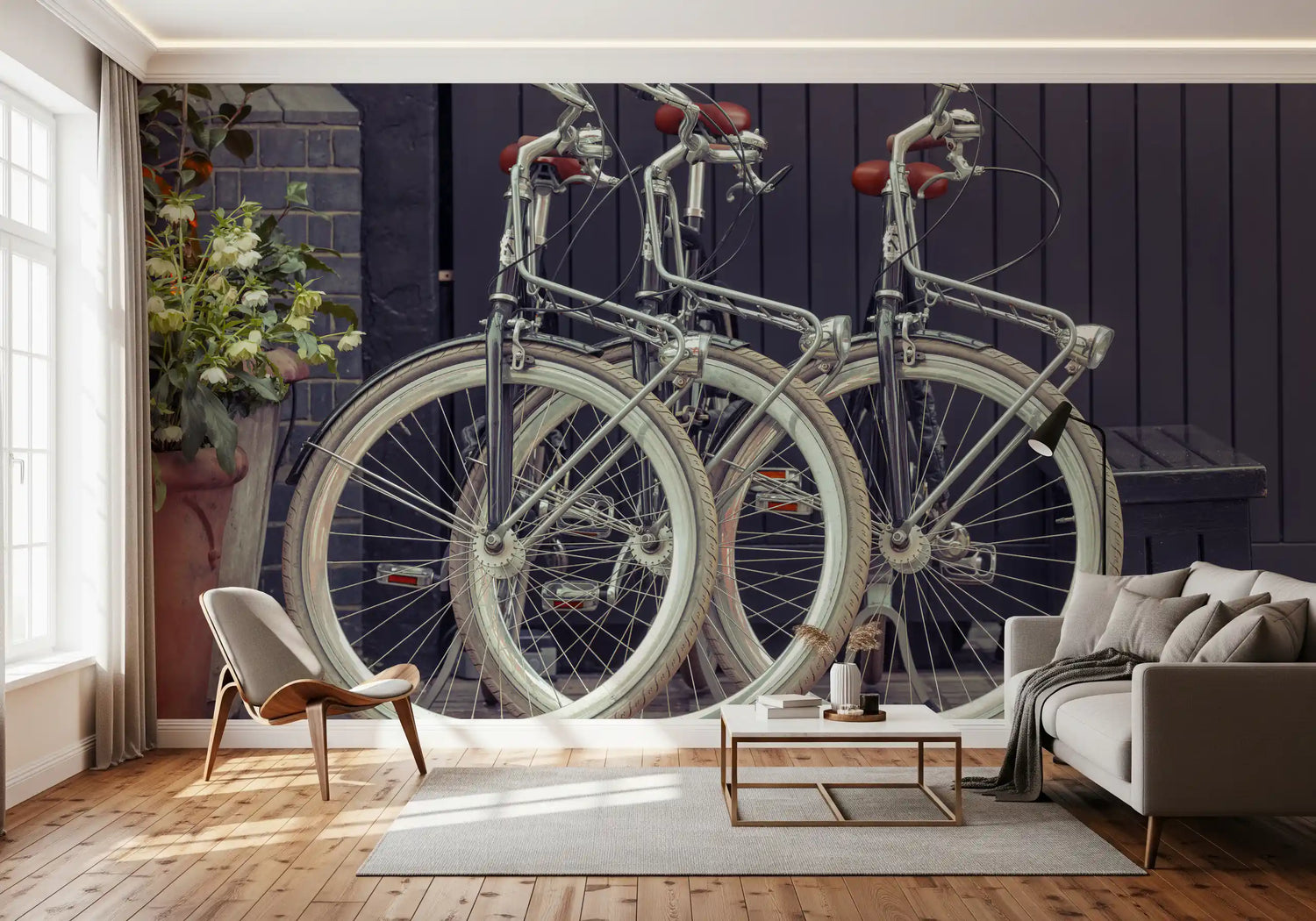 cycle wallpaper with vintage bicycles for kids rooms