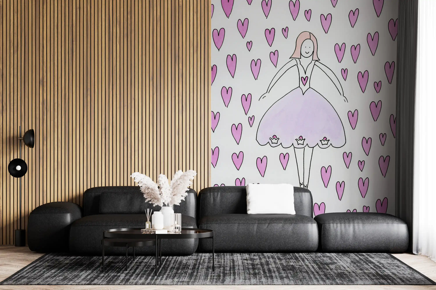 ballerina wallpaper with watercolor ballet dancer in blush tutu for girls room