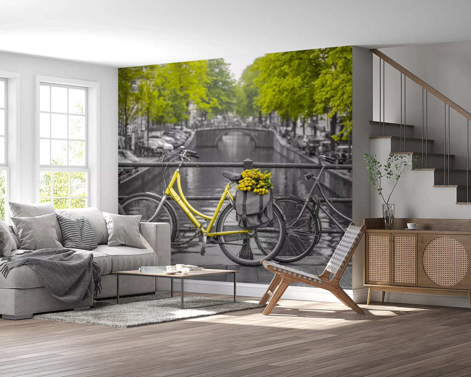 tulip wallpaper with fresh spring tulip field mural in soft colors