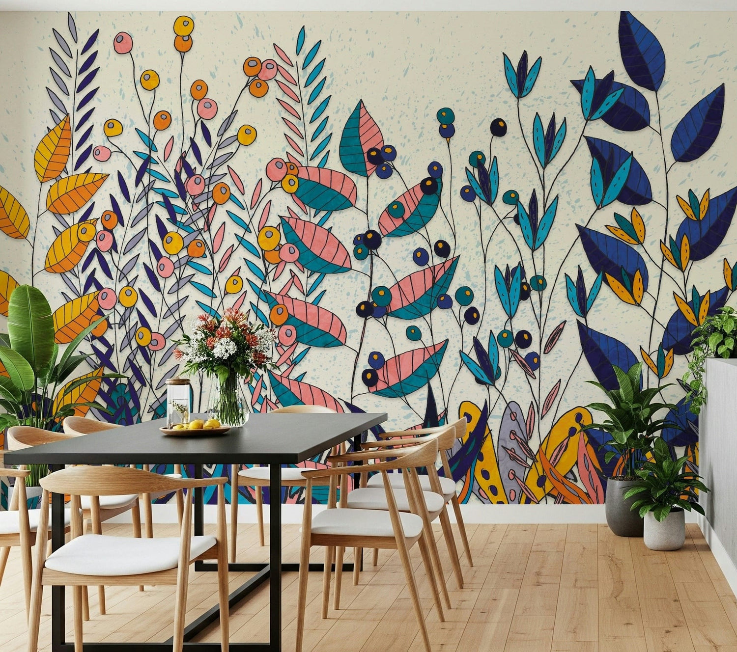eclectic wallpaper with bold mixed pattern murals for character filled rooms