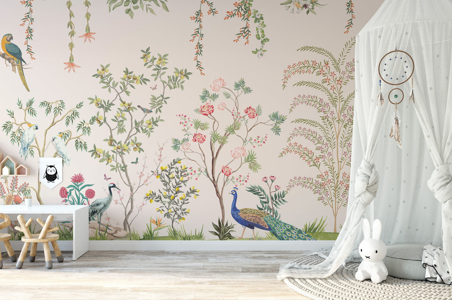 airbnb wallpaper feature mural styling a short-term rental bedroom