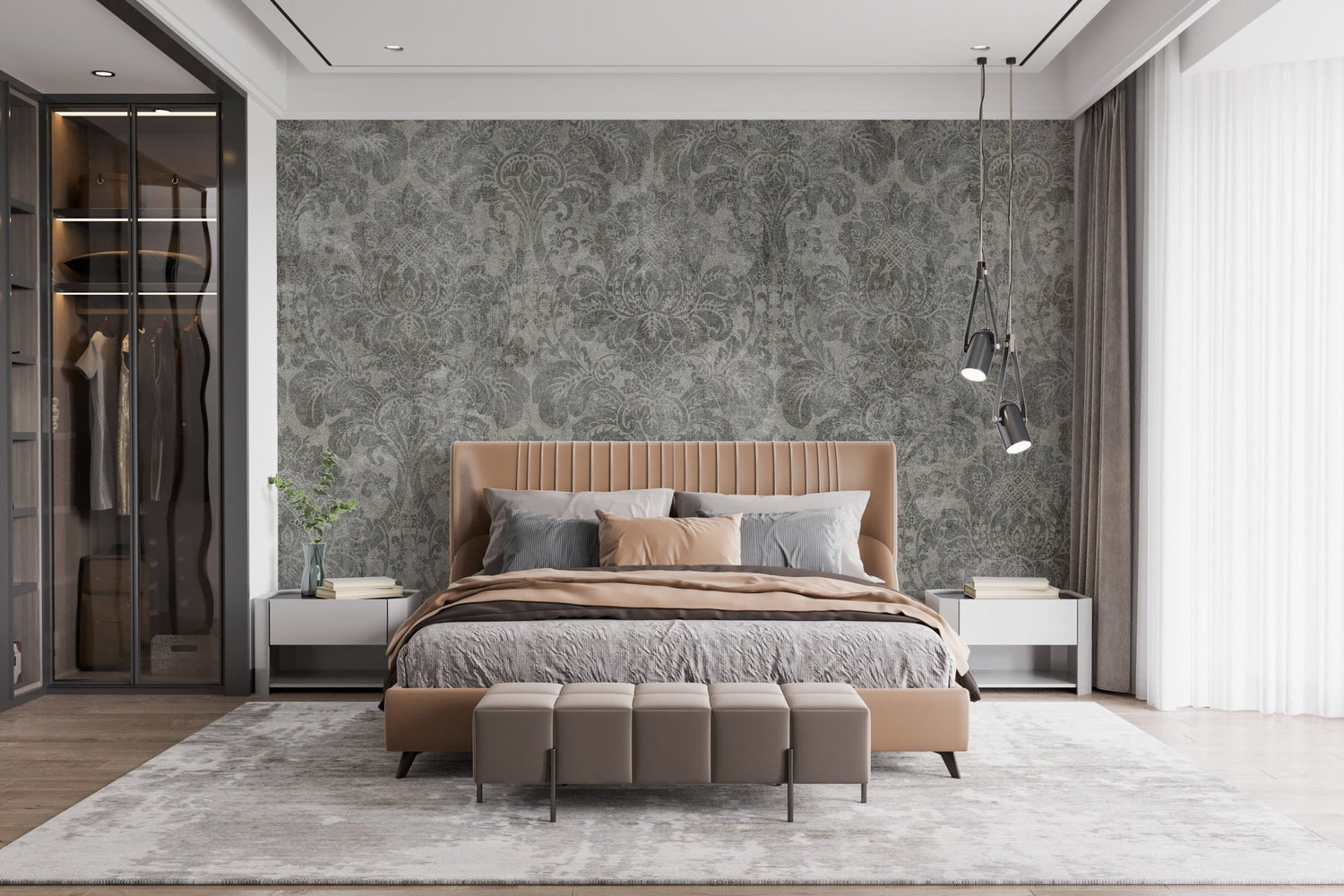 classic wallpaper with ornate traditional wall treatments in a sophisticated room