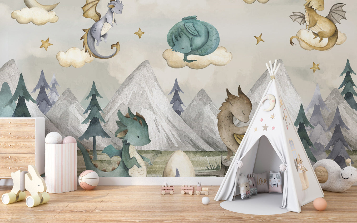 dragon wallpaper mural with chinese and fantasy dragon designs