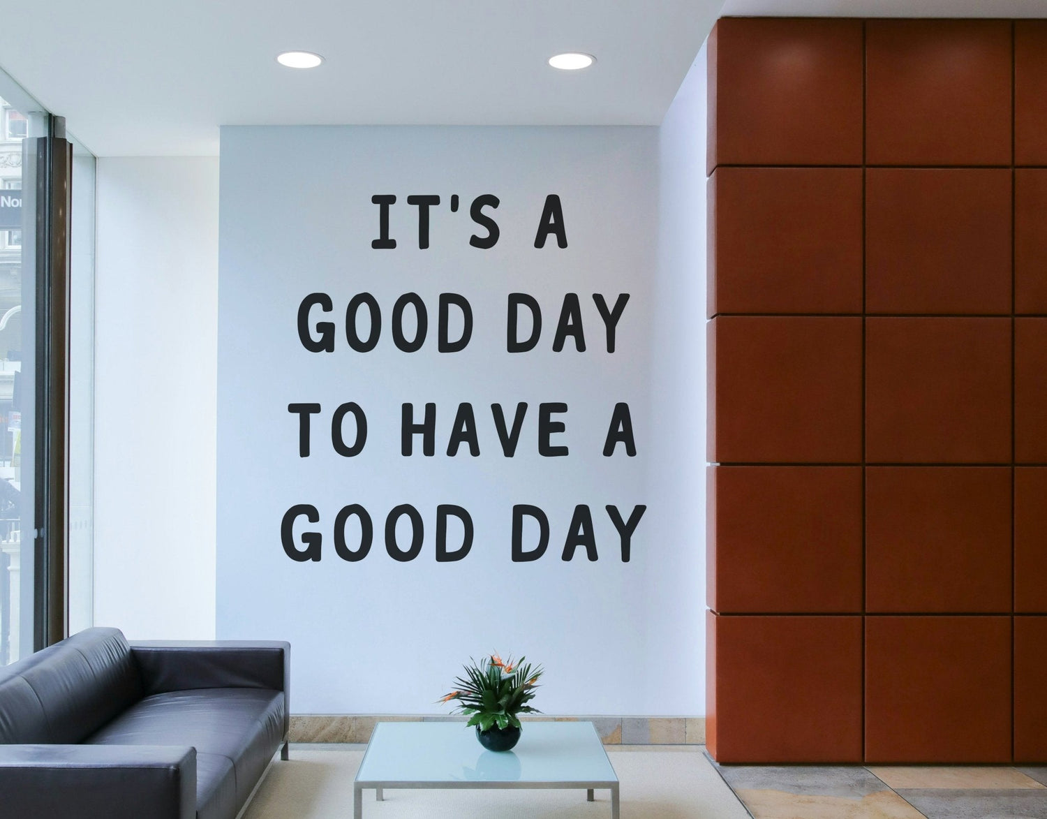 typography wallpaper with bold quote and letter mural in black and white