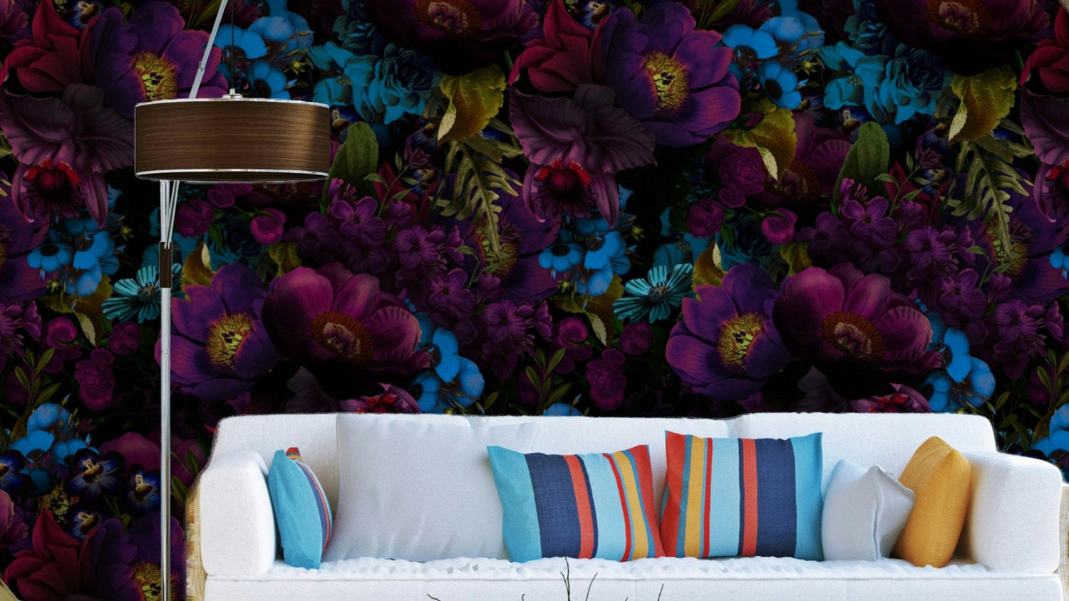 grandmillennial wallpaper with chintz and trellis murals