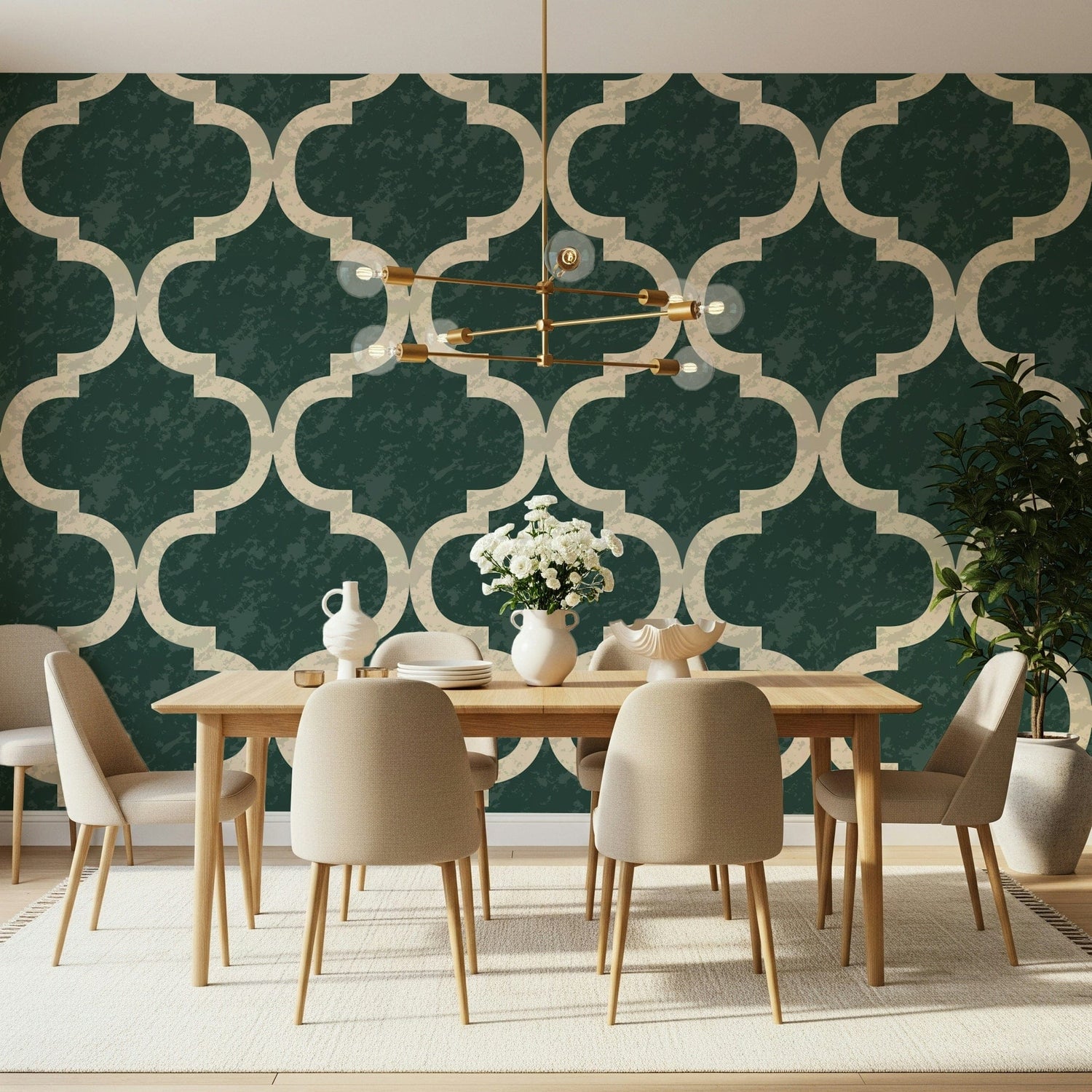 moroccan wallpaper with arabesque and tile pattern murals