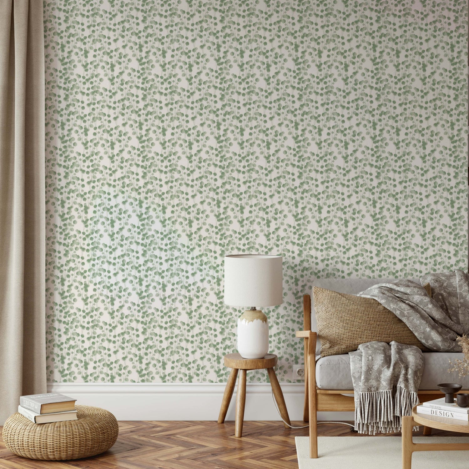 eucalyptus wallpaper with silver-green leaf murals