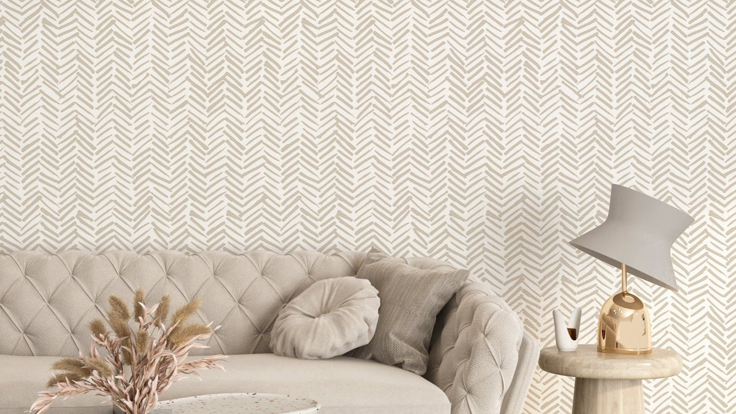 herringbone wallpaper with tailored v-pattern murals