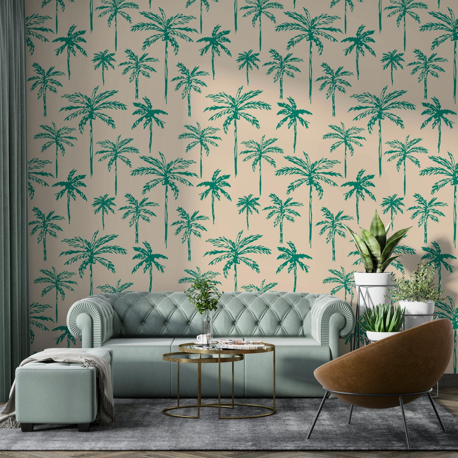 palm tree wallpaper with tropical beach and sunset scene murals