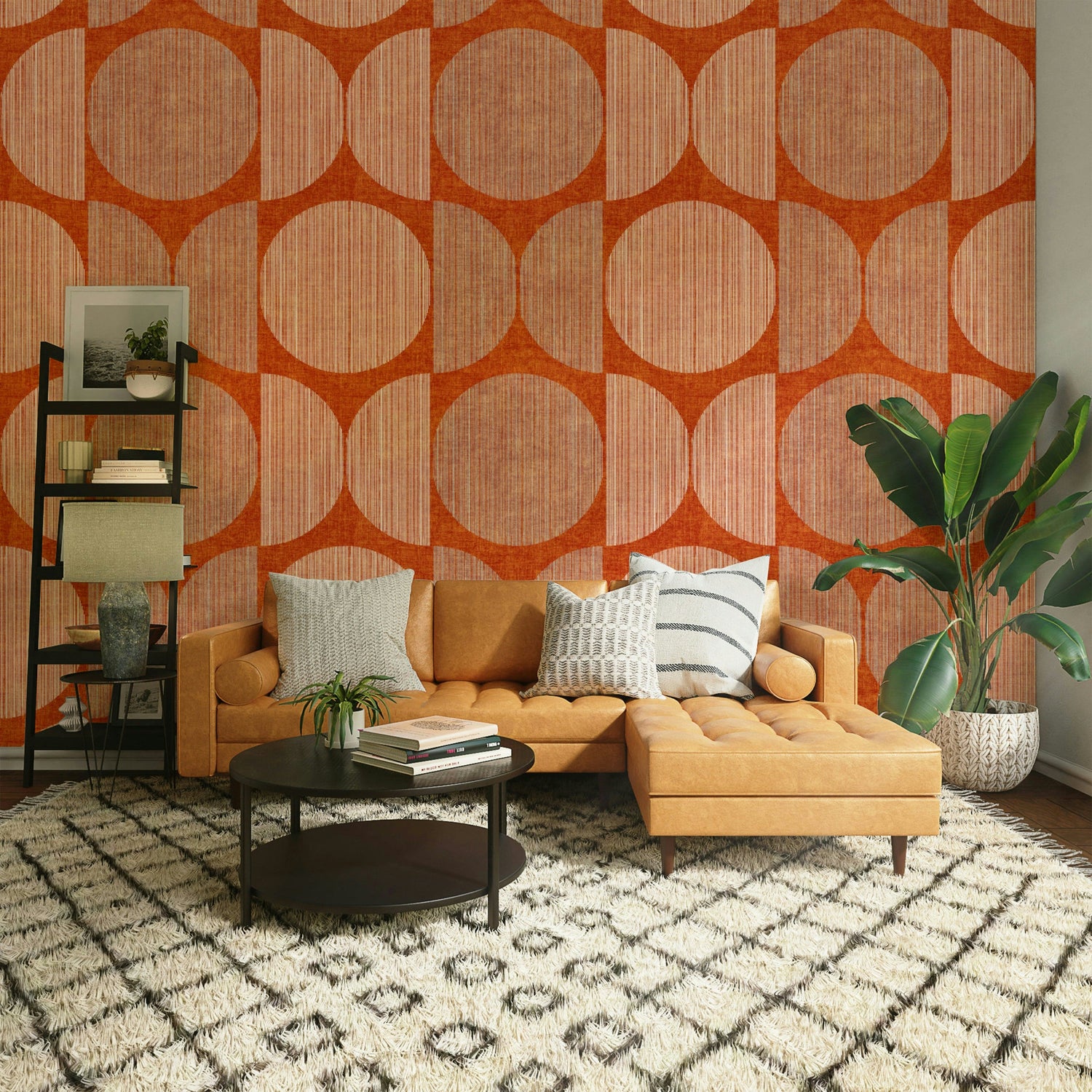 terracotta wallpaper with warm clay-tone murals for boho and mediterranean rooms