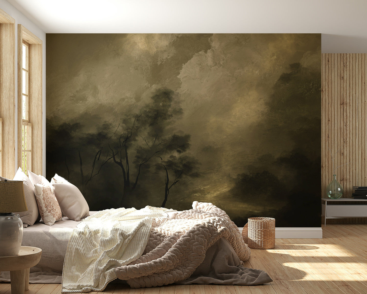 twilight wallpaper with deep dusk sky mural over a dark horizon