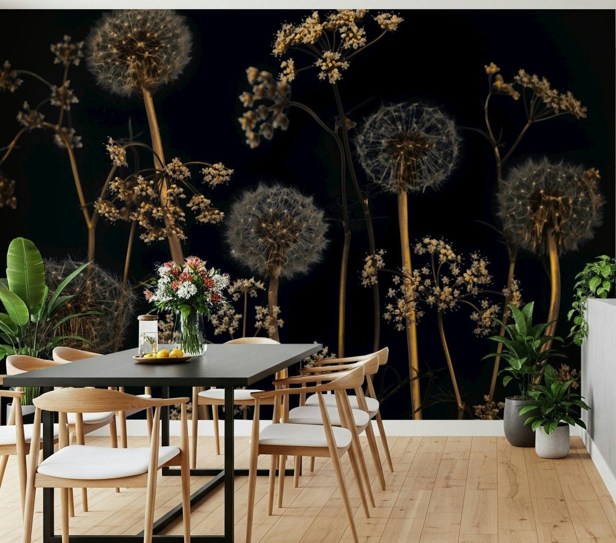 wildflower wallpaper with meadow blooms and grasses murals