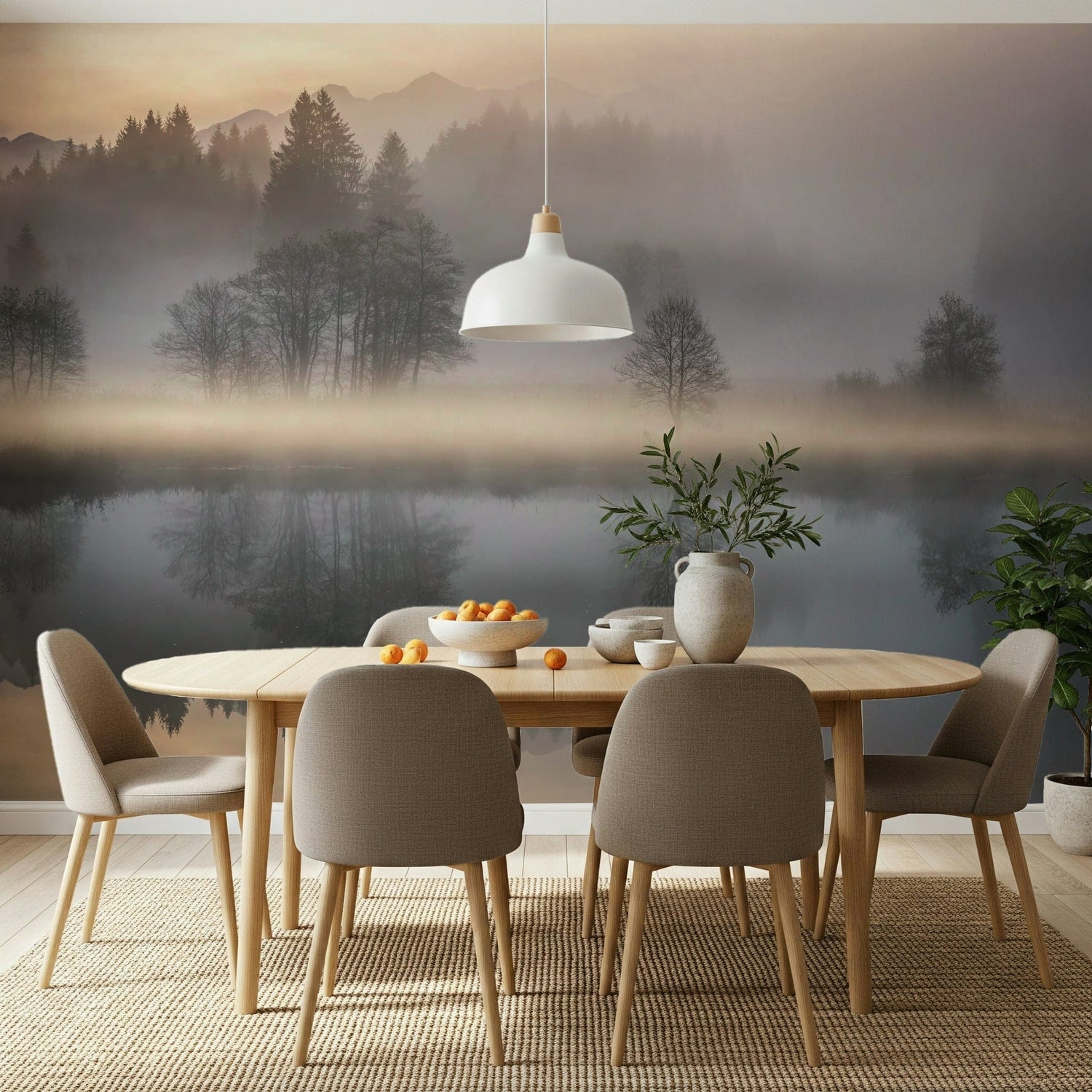 woodland wallpaper with forest animal and tree murals for kids