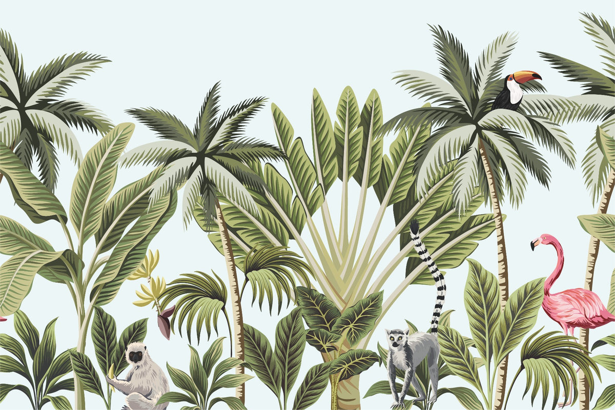 Tropical Plants & Animals Wallpaper Mural in your room