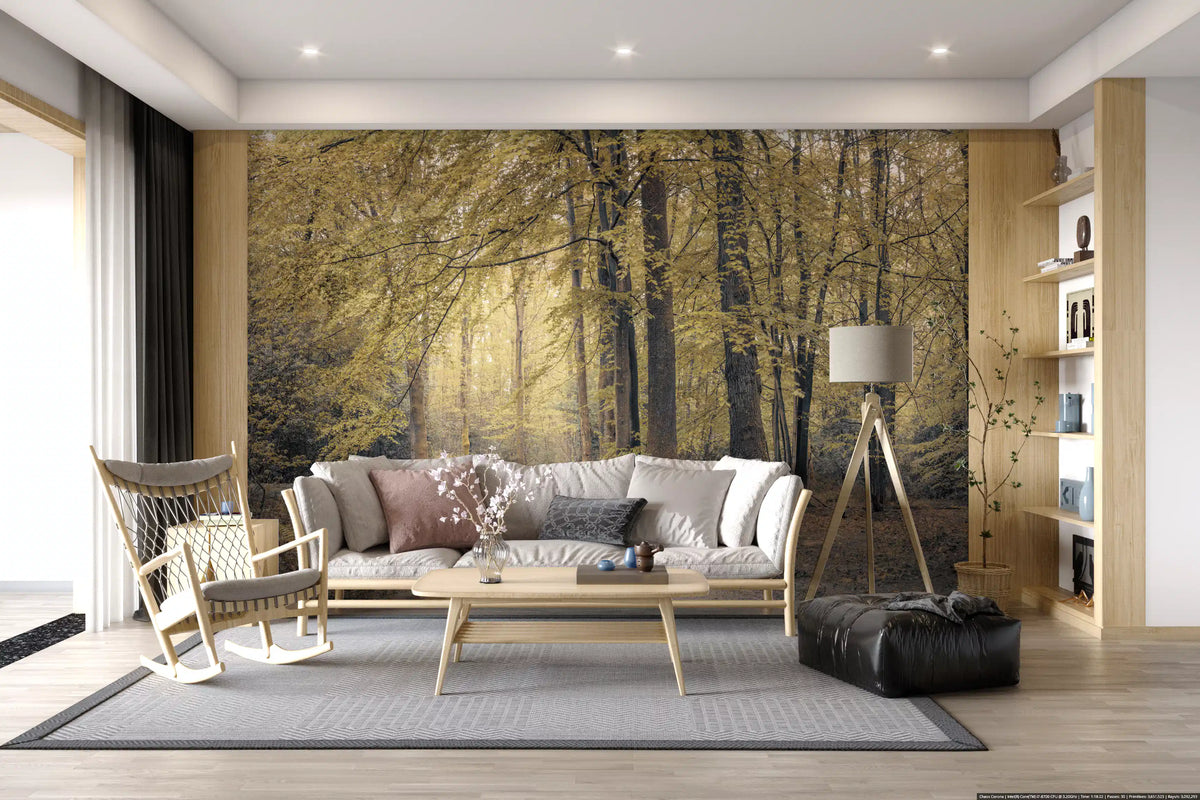 Wandbild „Gedämpfter Herbstwaldweg“