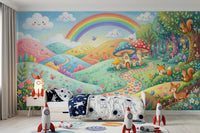 Papier peint panoramique mural « Prairie enchantée, royaume des animaux »