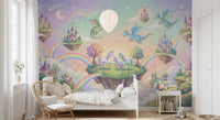 Mural de pared de Islas Flotantes Mágicas y Amigos Míticos