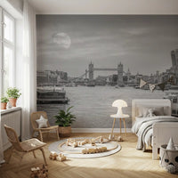 Murale panoramico delle rive del Tamigi al chiaro di luna