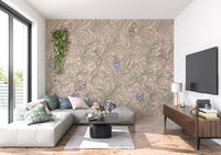 Mural panoramique mural représentant des singes espiègles dans des vases en porcelaine
