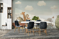 Peel and stick animal adventure wallpaper for children