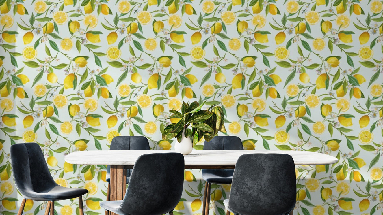 Lemon Design Wallpaper Mural for bright rooms
