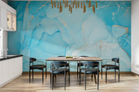 Turquoise Alcohol Art Wallpaper Mural - Giffywalls