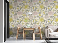 Vibrant floral pattern in chrysanthemum wallpaper