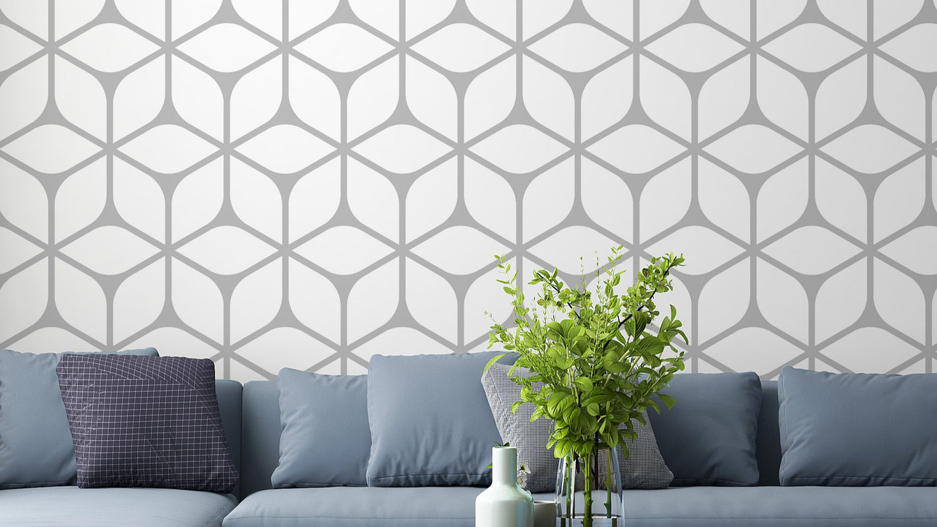 White art deco square pattern wallpaper

