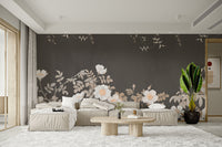 Elegant Copper Petal Noir Wall Mural for interiors