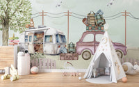 Enchanting play area wallpaper: caravan scenes