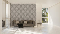 Stylish Grey and White Damask Wallpaper design
