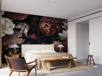 Artistic floral wall mural with detailed petals for bedroom