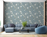 Modern vintage wallpaper with turquoise hues